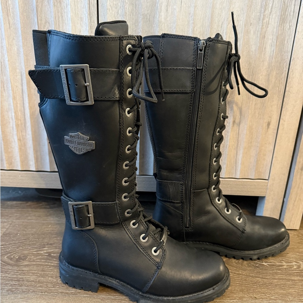 Harley-Davidson Black Moto Boots Lace Up 8.5